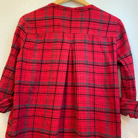 Anthro Holding Horses Red Flannel Shirt Dress - Picture 8 of 13